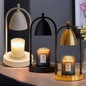 Black White and Bronze Metal Electric Dimmable Hurricane Electric Table Light Candle Warmer Lanterns