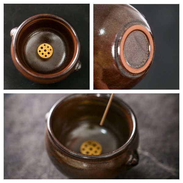 Black and Brown Chinese Ceramic Incense Burners Censer for Sticks