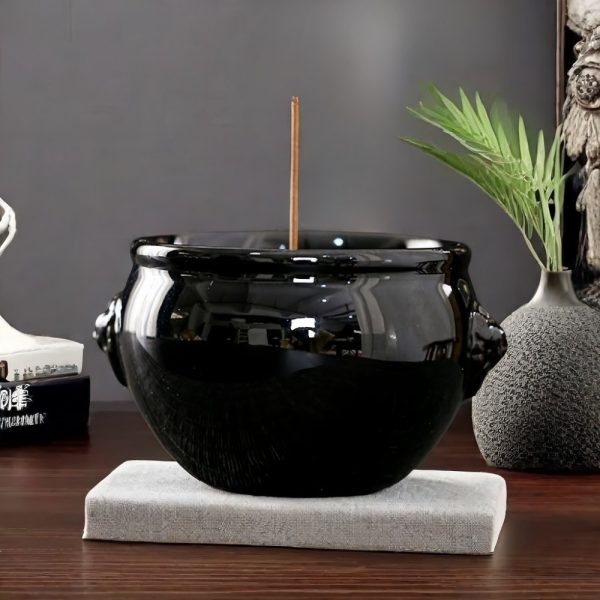 Black and Brown Chinese Ceramic Incense Burners Censer for Sticks