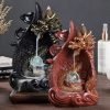 Black and Red Resin Dragon Backflow Incense Burners with LED Light
