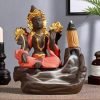 Blue and Red Purple Clay Indian Buddha Incense Backflow Burners