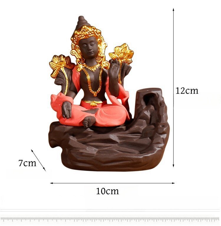 Blue and Red Purple Clay Indian Buddha Incense Backflow Burners Blue and Red Purple Clay Indian Buddha Incense Backflow Burners