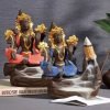 Blue and Red Purple Clay Indian Buddha Incense Backflow Burners