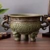 Chinese Antique Ceramic Incense Burner Bowl Censer with Dragon Handle