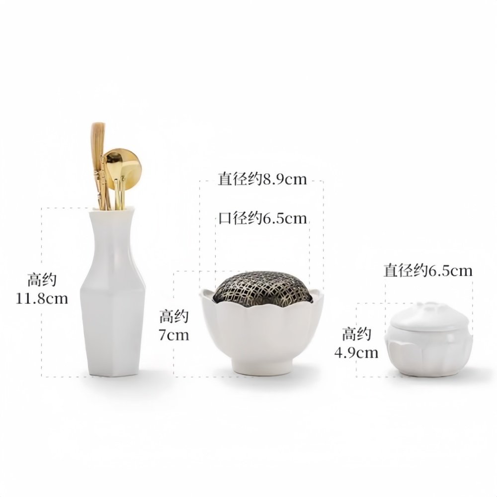 Chinese Antique Ceramic and Brass Loose Powder Incense Ceremony Burner Kit Chinese Antique Ceramic and Brass Loose Powder Incense Ceremony Burner Kit