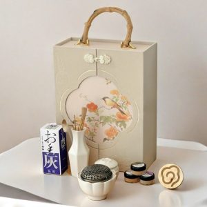 Chinese Antique Ceramic and Brass Loose Powder Incense Ceremony Burner Kit