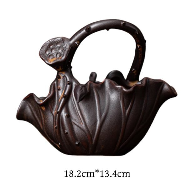 Chinese Portable Brown and Blue Lotus Leaf Ceramic Coil Incense Burners