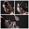 Chinese Portable Brown and Blue Lotus Leaf Ceramic Coil Incense Burners