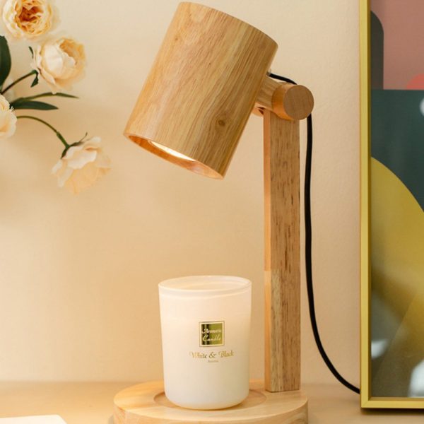 Creative Adjustable and Dimmable Electric Wooden Candle Warming Lamp With Timer for Decor