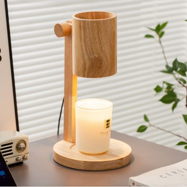 Creative Adjustable and Dimmable Electric Wooden Candle Warming Lamp With Timer for Decor