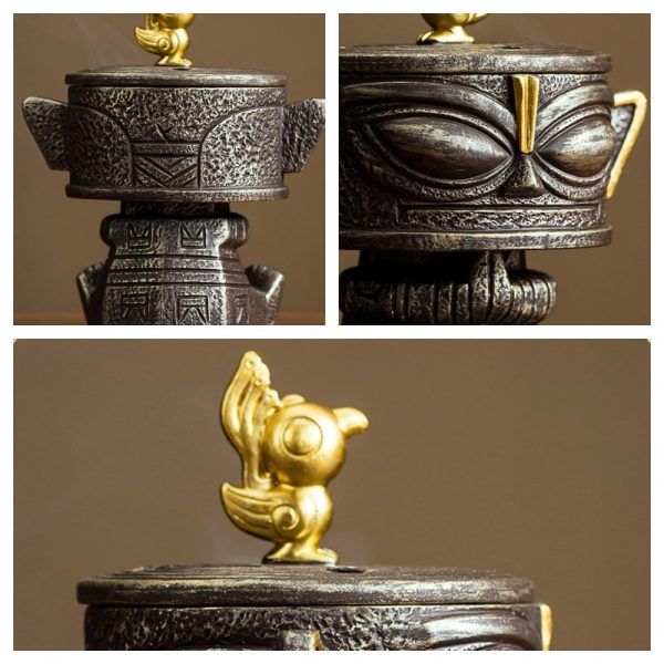 Creative Chinese Antique Sanxingdui Ceramic Coil Incense Burner Holder