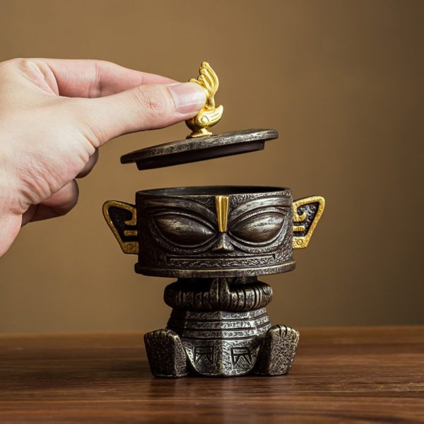 Creative Chinese Antique Sanxingdui Ceramic Coil Incense Burner Holder