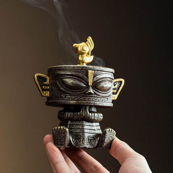 Creative Chinese Antique Sanxingdui Ceramic Coil Incense Burner Holder