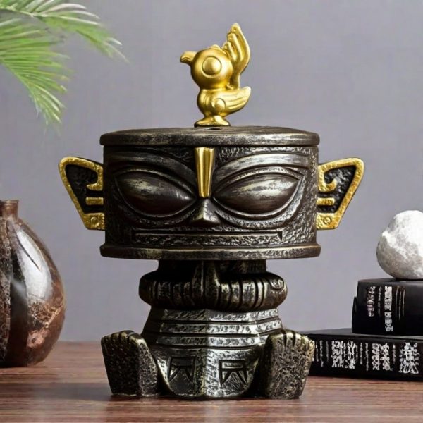 Creative Chinese Antique Sanxingdui Ceramic Coil Incense Burner Holder