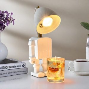 Creative Modern Robot Resin Metal Timing Dimming Electric Wax Candle Warming Lamp