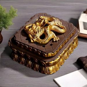 Creative Purple Clay Golden Dragon Coil Incense Burner Box for Sale