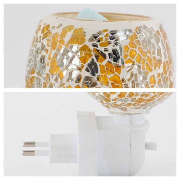 Creative Yellow Mosaic Shattered Glass Electric Lantern Candle Wax Warmer Wall Plug In