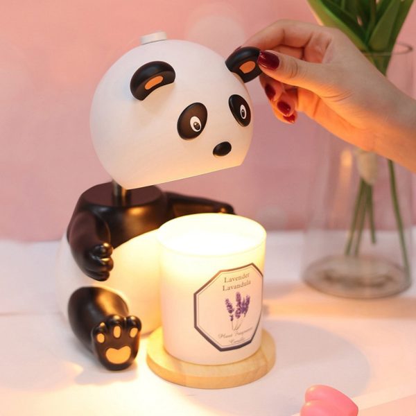 Cute Panda Resin Electric Bulb Candle Warmer Table Lamp with Preset Timer