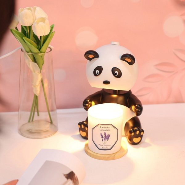 Cute Panda Resin Electric Bulb Candle Warmer Table Lamp with Preset Timer