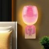 3D Drop Shaped Pink Glass Electric Wall-Mounted Plug In Candle Warming Lamp Heater