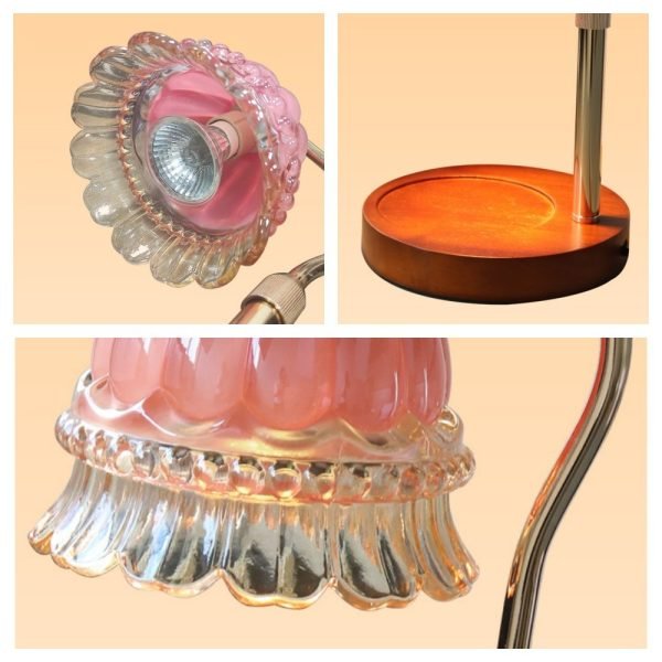 Decorative Flower Glass Marble Timing Dimming Electric Candle Table Lamp Warmer