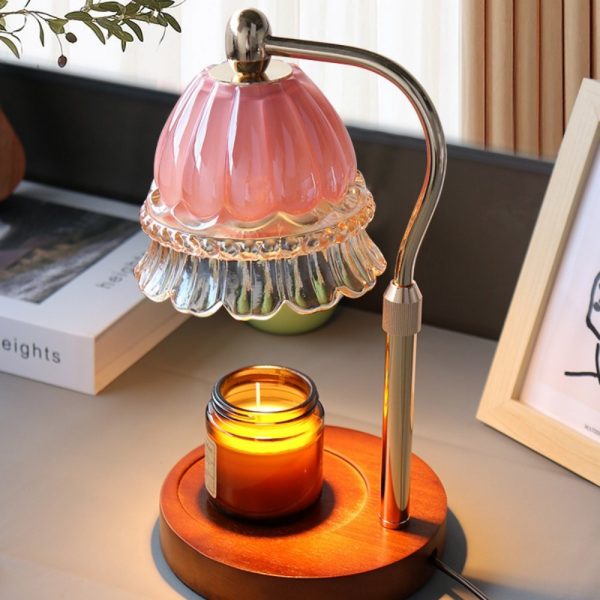 Decorative Flower Glass Marble Timing Dimming Electric Candle Table Lamp Warmer