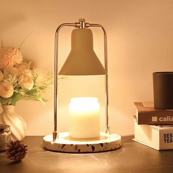 Decorative Metal Electric Marble Candle Melting Warmer Lantern with Dimmer and Timer