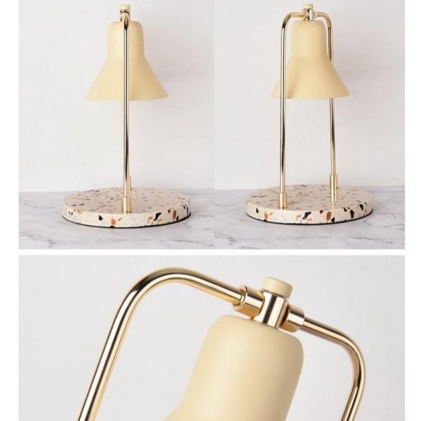Decorative Metal Electric Marble Candle Melting Warmer Lantern with Dimmer and Timer