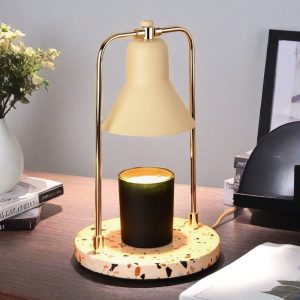 Decorative Metal Electric Marble Candle Melting Warmer Lantern with Dimmer and Timer
