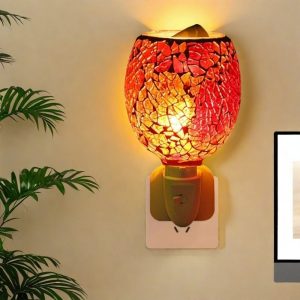 Decorative Red Mosaic Shattered Glass Electric Pluggable Wall Fragrance Wax Melting Warmer