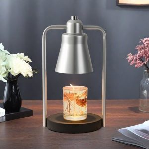 Decorative Silver Iron Electric Night Light Candle Warmer Lantern for Living Room