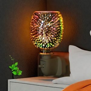 Elegant 3D Fireworks Glass Electric Plug In Wall LED Light Candle Wax Warmer Lamp