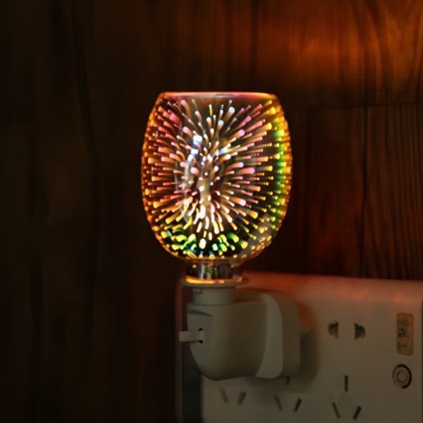 Elegant 3D Fireworks Glass Electric Plug In Wall LED Light Candle Wax Warmer Lamp