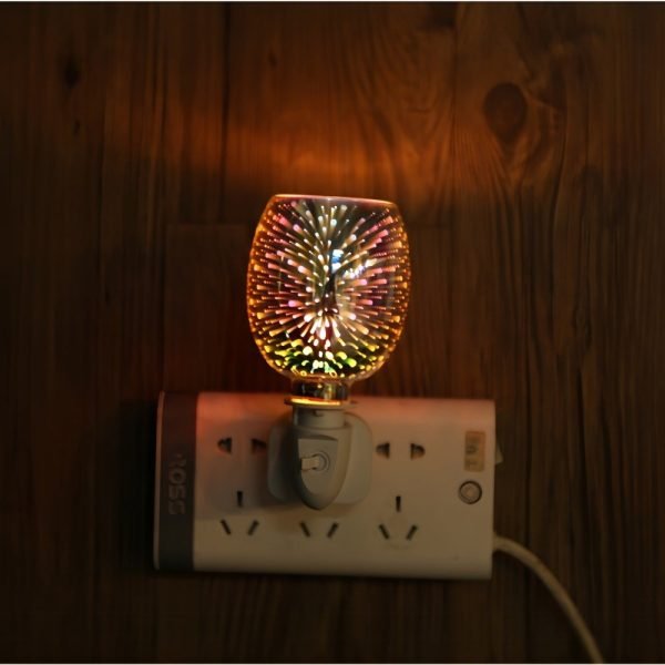 Elegant 3D Fireworks Glass Electric Plug In Wall LED Light Candle Wax Warmer Lamp