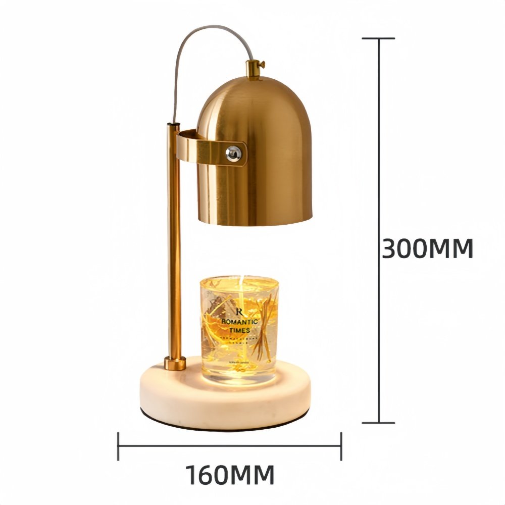 Golden Marble and Iron Metal Dimmable Electric Candle Warmer with Light Bulb Golden Marble and Iron Metal Dimmable Electric Candle Warmer with Light Bulb