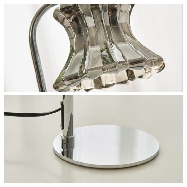 Grey Metal Glass Adjustable Dimmable Electric Candle Melting Table Lamp with Timer