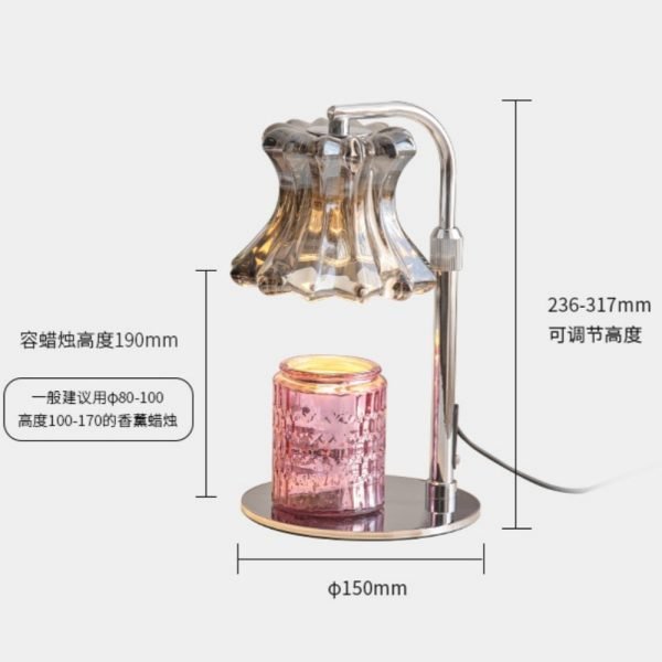 Grey Metal Glass Adjustable Dimmable Electric Candle Melting Table Lamp with Timer