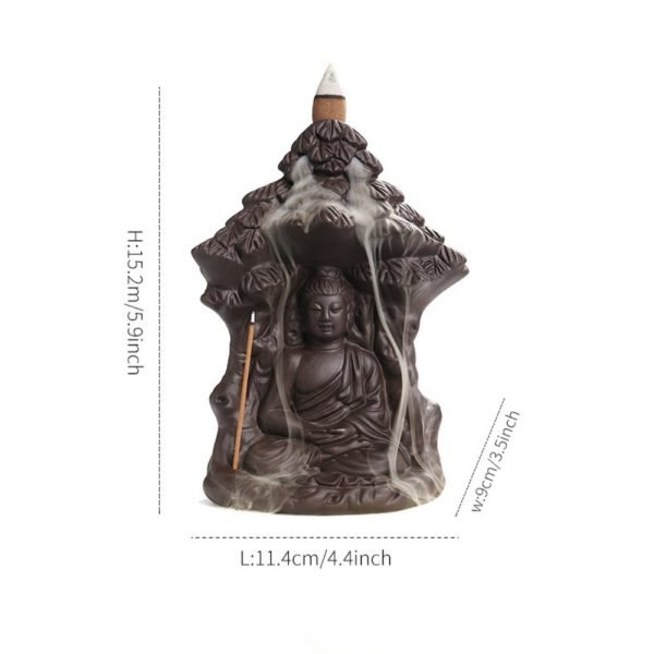 Handmade Zen Buddha Ceramic Backflow Waterfall Burning Incense Holder