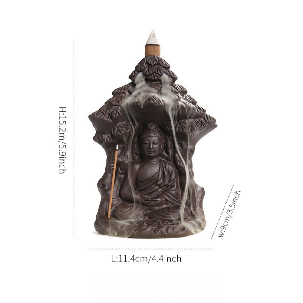 Handmade Zen Buddha Ceramic Backflow Waterfall Burning Incense Holder Handmade Zen Buddha Ceramic Backflow Waterfall Burning Incense Holder