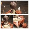 Handmade Zen Buddha with Lotus Purple Clay Waterfall Incense Holder