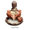 Handmade Zen Buddha with Lotus Purple Clay Waterfall Incense Holder