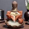 Handmade Zen Buddha with Lotus Purple Clay Waterfall Incense Holder