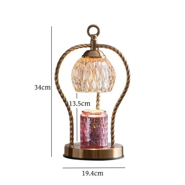 Luxurious Glass Metal Electric Lantern Candle Warmer Light with Timer and Dimmer