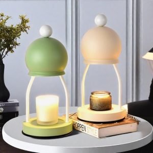 Modern Cute Colorful Metal Electric Dimmable Candle Warmer Lantern with Preset Timer
