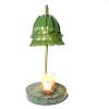 Modern Green Flower Iron Glass Marble Electric Dimmable Candle Warming Lamp with Timer