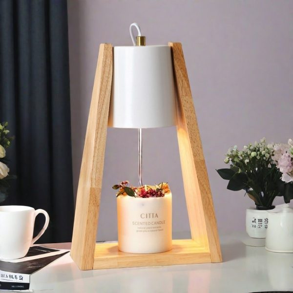 Modern Iron Wood Electric Dimmable Aurora Candle Warmer Lamps Melting Wax Lights with Timer