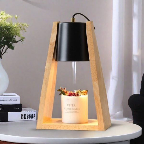 Modern Iron Wood Electric Dimmable Aurora Candle Warmer Lamps Melting Wax Lights with Timer