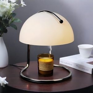 Modern Night Table Glass and Metal Electric Dimmable Candle Melting Lamp Warmer with Timer