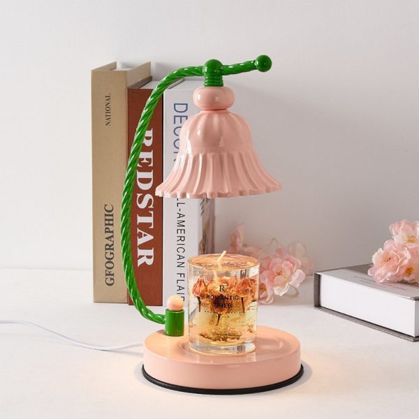 Modern Pink Flower Metal Electric Table Candle Melter Lamp Wax Warmer Light