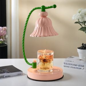 Modern Pink Flower Metal Electric Table Candle Melter Lamp Wax Warmer Light
